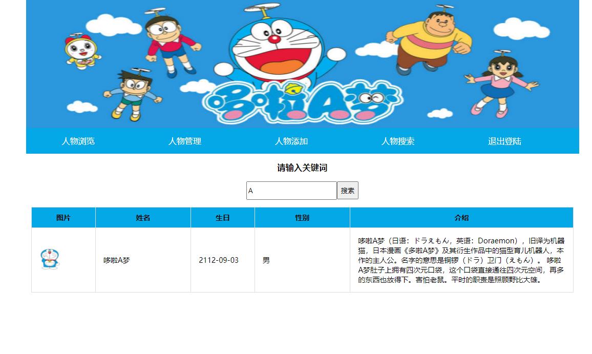 基于PHP哆拉A梦主题增删改查系统 预览图1