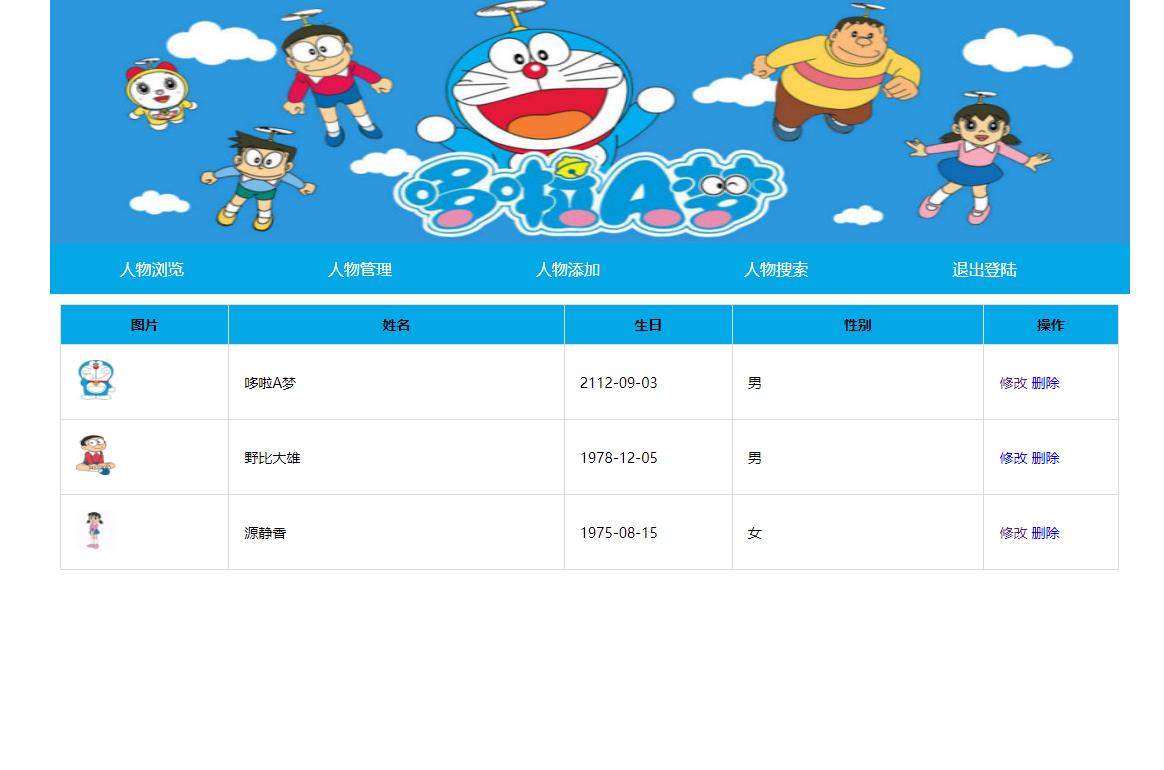 基于PHP哆拉A梦主题增删改查系统 预览图3
