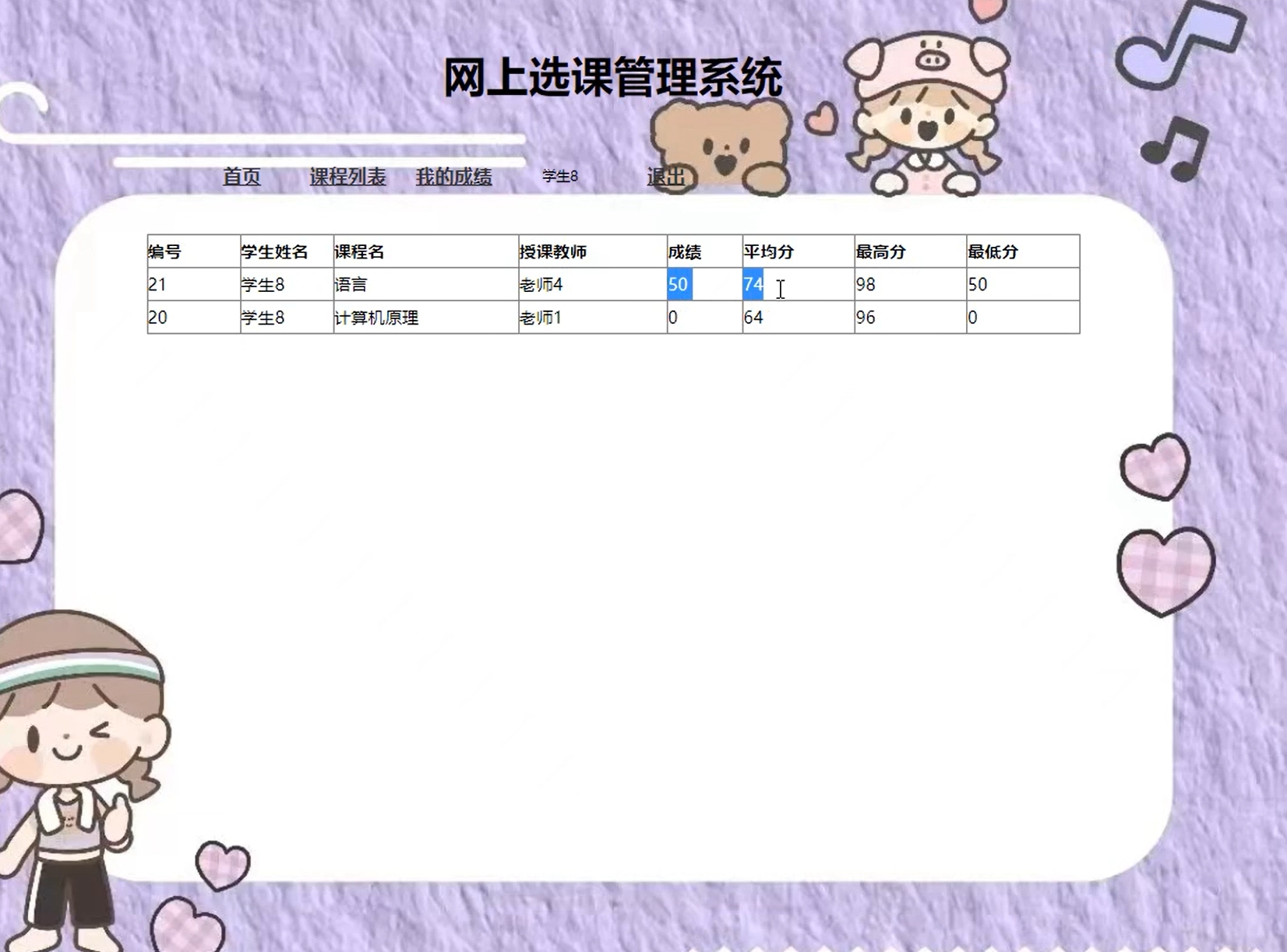 (含报告)PHP+MYSQL选课成绩管理系统，大学生动态网页设计 预览图4