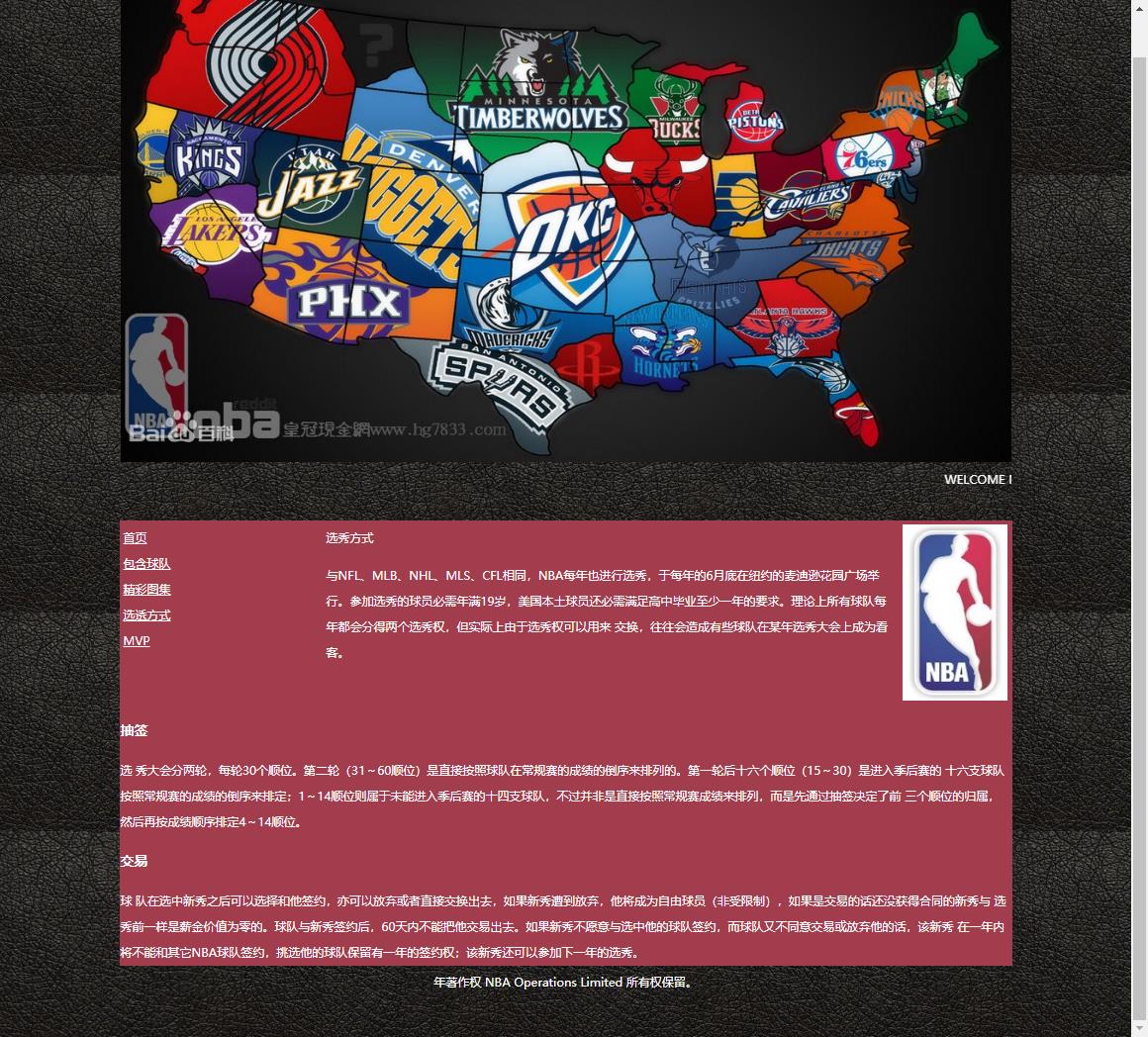 NBA，5个页面，学生HTML静态网页设计 预览图2